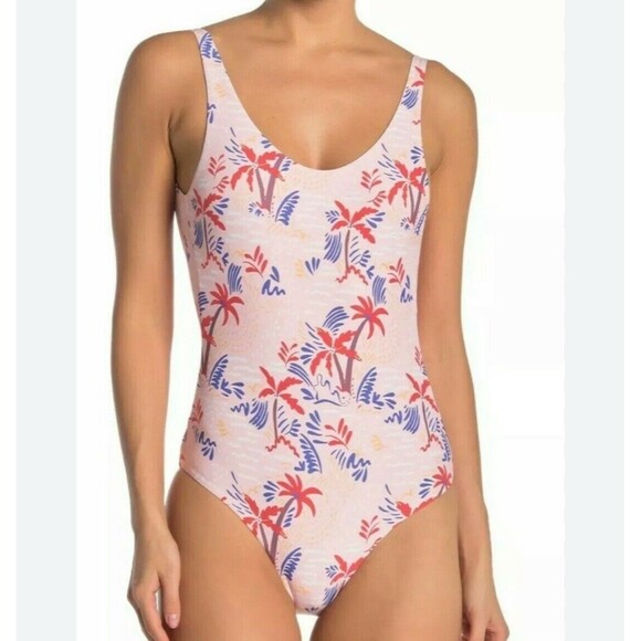 NWT Onia 'Rachel' Palm Tree Print Scoop Back One Piece Swimsuit Size M - Picture 1 of 10